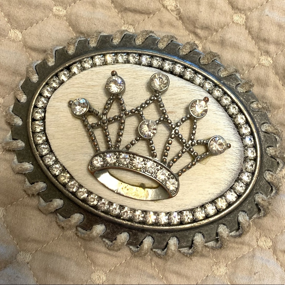 Swarovski Crown  cowhide cowgirl belt buckle